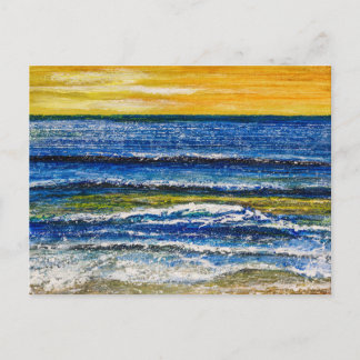 はがき - 海辺の夕日と波