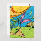 はがき、裏庭夏おもしろい ポストカード (正面/裏面)