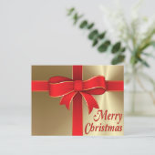 はがき – 赤いリボンの金ゴールド シーズンポストカード (スタンド正面)