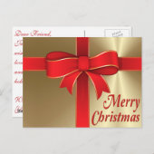 はがき – 赤いリボンの金ゴールド シーズンポストカード (正面/裏面)