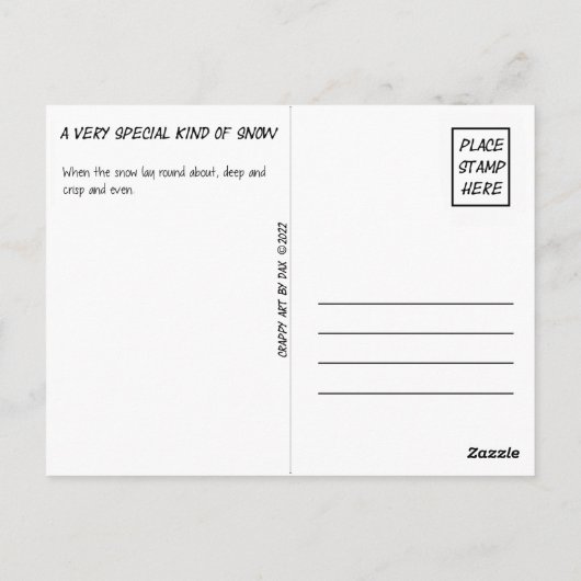 はがき、黄、雪、黄、雪、冬 ポストカード (裏面)