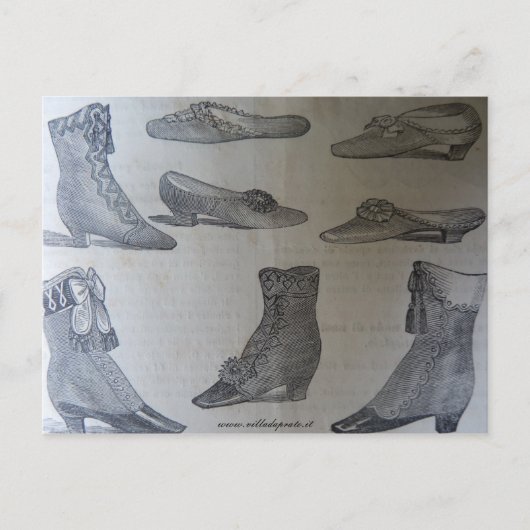 はがき,19世紀のファッションイラストレーション – 靴 ポストカード (正面)