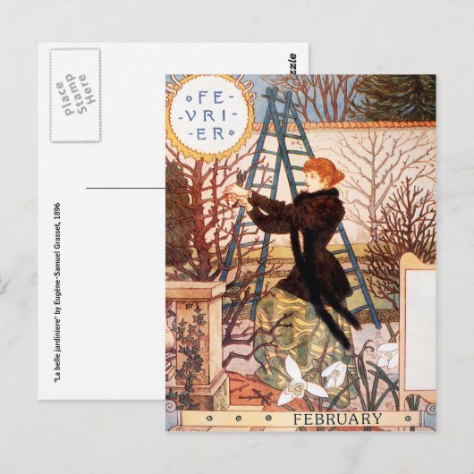 はがき： 2月の月 – Fevier ポストカード (正面/裏面)