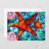 はがき – Starfish お洒落 Seashellsビーチアート (正面/裏面)