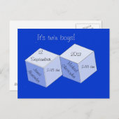 はがき – Twin Boys Birth Announcement 案内ポストカード (正面/裏面)