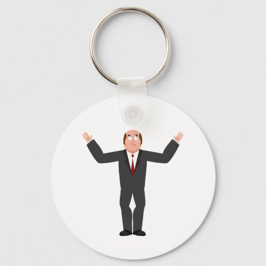 はげおもしろい頭のビジネスマンがシャリユーモアのあるグ キーホルダー (正面)