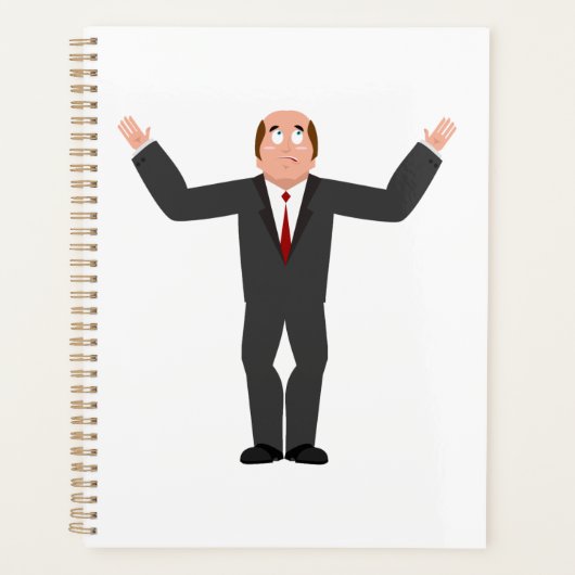 はげおもしろい頭のビジネスマンがシャリユーモアのあるグ プランナー手帳 (正面)