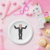 はげおもしろい頭のビジネスマンがシャリユーモアのあるグ ペーパープレート (パーティー)