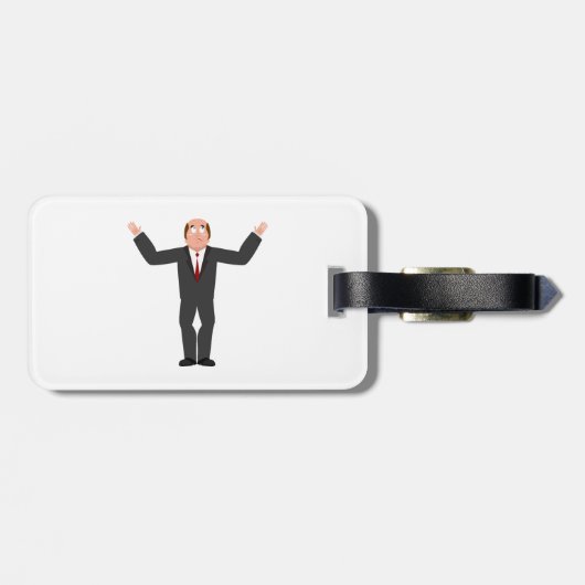 はげおもしろい頭のビジネスマンがシャリユーモアのあるグ ラゲッジタグ (裏面横)