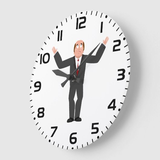 はげおもしろい頭のビジネスマンがシャリユーモアのあるグ ラージ壁時計 (傾斜)