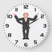 はげおもしろい頭のビジネスマンがシャリユーモアのあるグ ラージ壁時計 (正面)