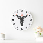 はげおもしろい頭のビジネスマンがシャリユーモアのあるグ ラージ壁時計