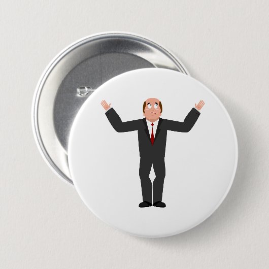 はげおもしろい頭のビジネスマンがシャリユーモアのあるグ 缶バッジ (正面&裏面)