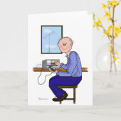 はげかかっているオスのアマチュア無線オペレータ- カード (黄色い花)