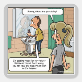 はげ頭の島のステッおもしろいカー スクエアシール