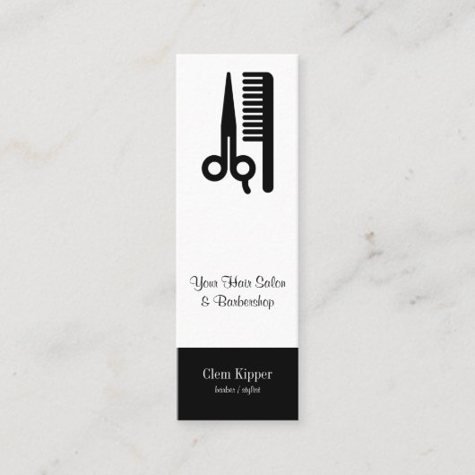 はさみおよび櫛の毛ビジネス スキニー名刺 (正面)