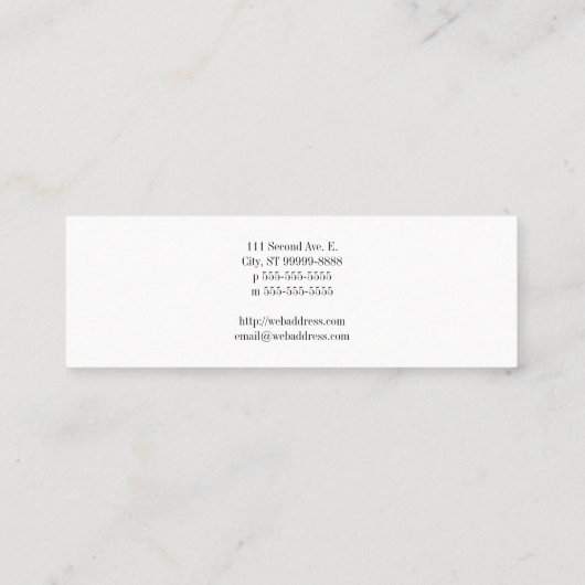 はさみおよび櫛の毛ビジネス スキニー名刺 (裏面)