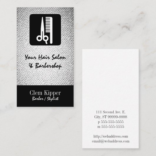 はさみおよび櫛の理容師のサロンの質の一見 名刺 (正面/裏面)