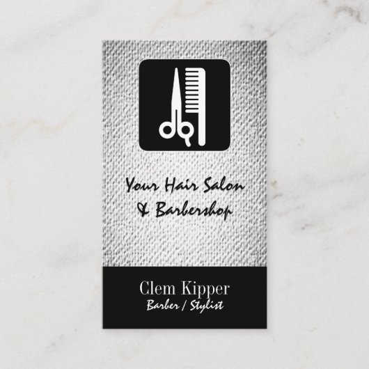 はさみおよび櫛の理容師のサロンの質の一見 名刺 (正面)