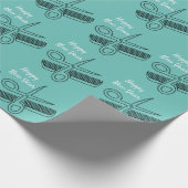 はさみくし模様ビーチティール(緑がかった色)ハッピーニューイヤー ラッピングペーパー (角)