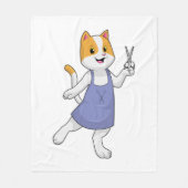 はさみで美容師の猫 フリースブランケット (正面)