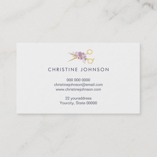 はさみと紫のフローラ 名刺 (裏面)
