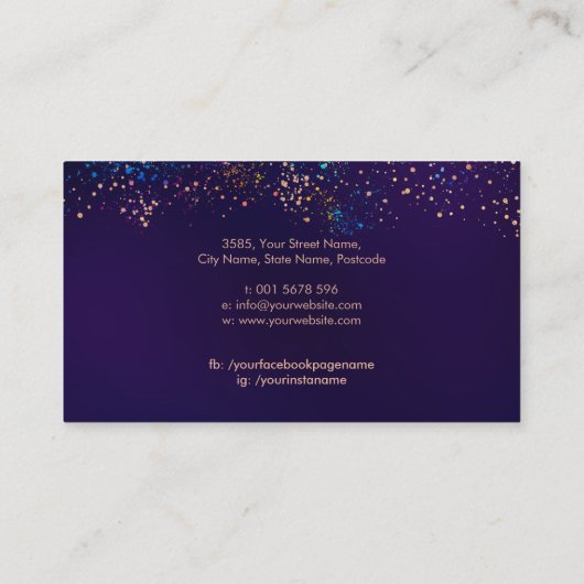 はさみと蝶のバラ金ゴールドと色 名刺 (裏面)