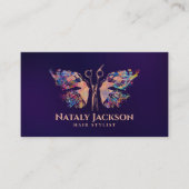 はさみと蝶のバラ金ゴールドと色 名刺 (正面)