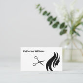 はさみと髪のロゴ |シンプル白黒 名刺 (スタンド正面)