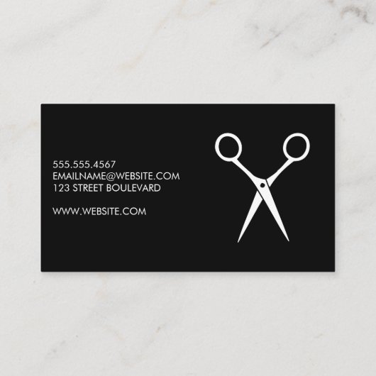 はさみと髪のロゴ |シンプル白黒 名刺 (裏面)