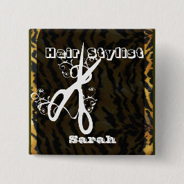 はさみの渦巻の美容師のBeatyのサロン 缶バッジ