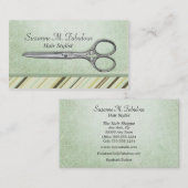 はさみの美容師のミントの緑パターン 名刺 (正面/裏面)