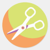 はさみアイコンのシール ラウンドシール (正面)