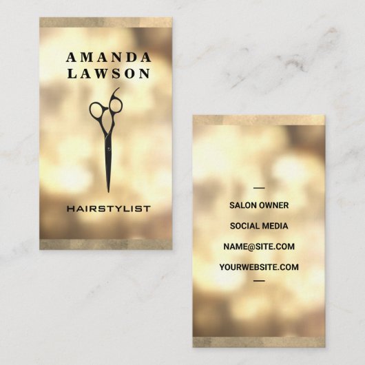 はさみアイコン |金ゴールドボケ 名刺 (正面/裏面)