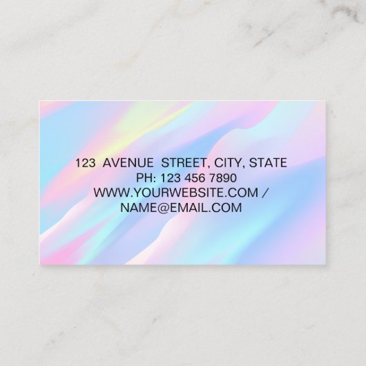 はさみエレガント銀グリッターがホログラフィックを乾燥 名刺 (裏面)