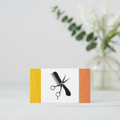 はさみコームのロゴ | アールモダント織りパターン 予約カード (スタンド正面)