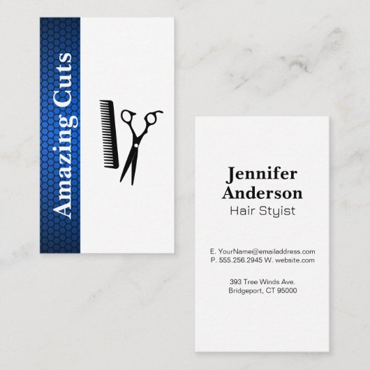 はさみコームのロゴ | ジオメトリトリムパターン 名刺 (正面/裏面)