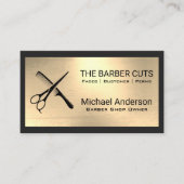 はさみコームのロゴ |メタリック金ゴールドの背景 名刺 (正面)