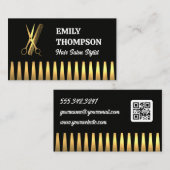 はさみコームのロゴ |メタリック金ゴールド 名刺 (正面/裏面)