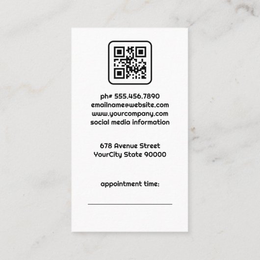 はさみコームのロゴ | 水色芸術的 予約カード (裏面)