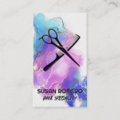 はさみコームのロゴ | 水色芸術的 予約カード (正面)