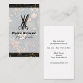 はさみコームのロゴ |黒い大理石 |花 名刺 (正面/裏面)