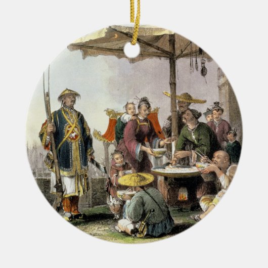 はさみチャンの軍の場所の米の販売人 セラミックオーナメント (正面)