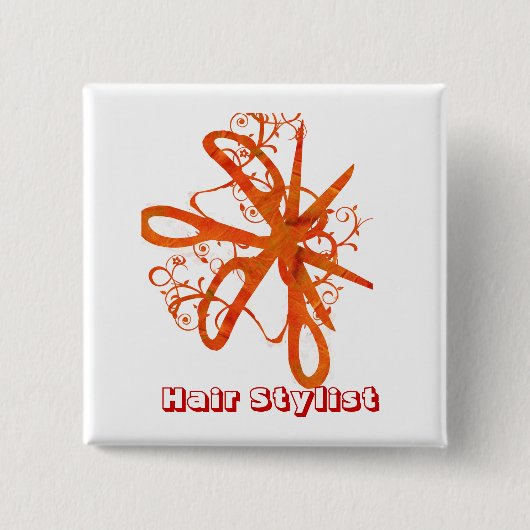はさみヘアサロンHairStylist 缶バッジ (正面)
