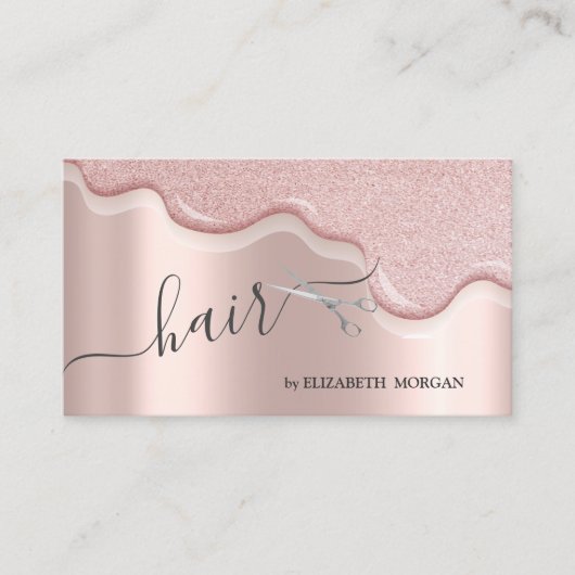 はさみモダングリッタードリップヘアバラ金ゴールド 名刺 (正面)