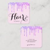 はさみモダン紫のグリッターが髪を乾かす スクエア名刺 (正面/裏面)