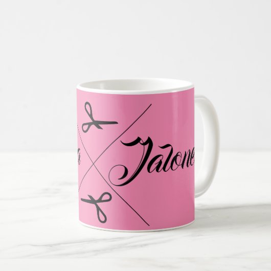 はさみモダン美容師カップケーキピンク コーヒーマグカップ (正面右)
