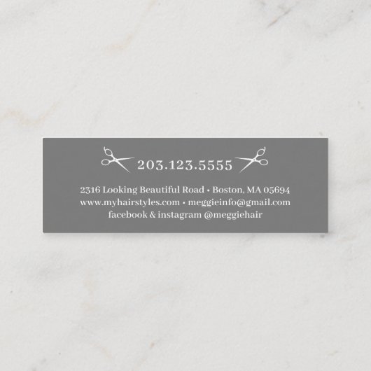 はさみモダン美容師グリーン スキニー名刺 (裏面)