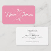 はさみモダン美容師グレープフルートピンク 名刺 (正面/裏面)