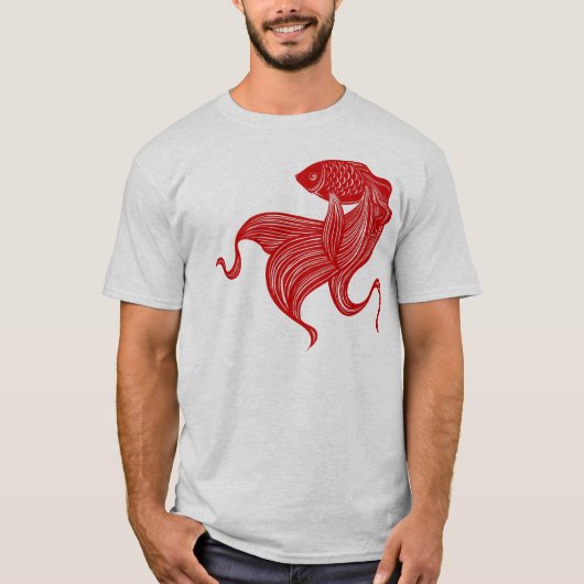 はさみ切りアーガイルの金魚Tシャツ Tシャツ (正面)